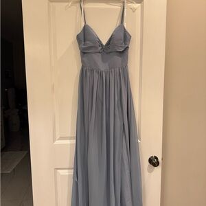 Azazie Light Blue Maxi Dress with Spaghetti Straps